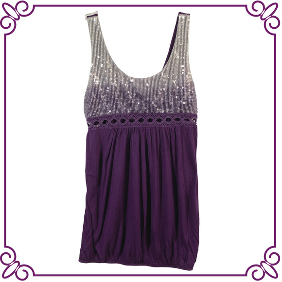 Charlotte Russe Tops - 3/$25 Charlotte Russe Purple Sleeveless with Iridescent sequin Medium